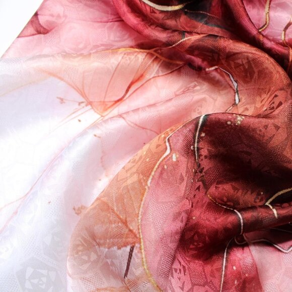 Mulberry Silk Scarf Floral Print Satin Long Wrap Shawl for Women Gift - Picture 5 of 7